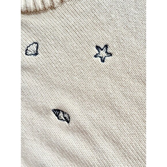 ENGLISH FACTORY Ivory Shell Embroidered Acrylic Crew Neck Sweater, Size XS - Picture 10 of 12